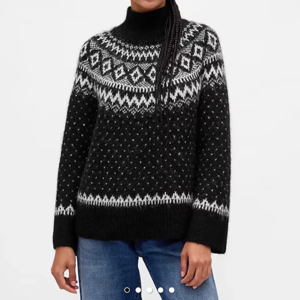 Gap fuzzy oversized turtleneck fair isle sweater - Picture 1 of 6